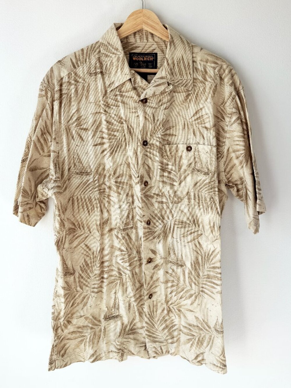 Woolrich John Rich & Bros Textured Palm Sailboat Camp Shirt - M
